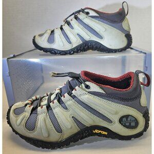 Merrell Women's Beige/Grey Mesh Chamelon 8 Stretch leather hiking Sneaker Size 9